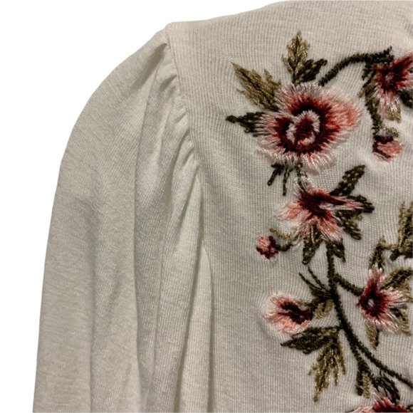 Ivory Embroidered Long Sleeve Shirt AEO Large - Picture 6 of 8